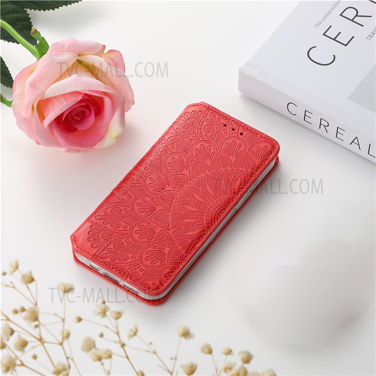 Imprinted Mandala Pattern PU Leather Case Wallet Stand Auto Closing Magnetic Flip Shockproof Cover for Xiaomi Redmi Note 11 / Redmi Note 11T 5G / Poco M4 Pro 5G - Red-10