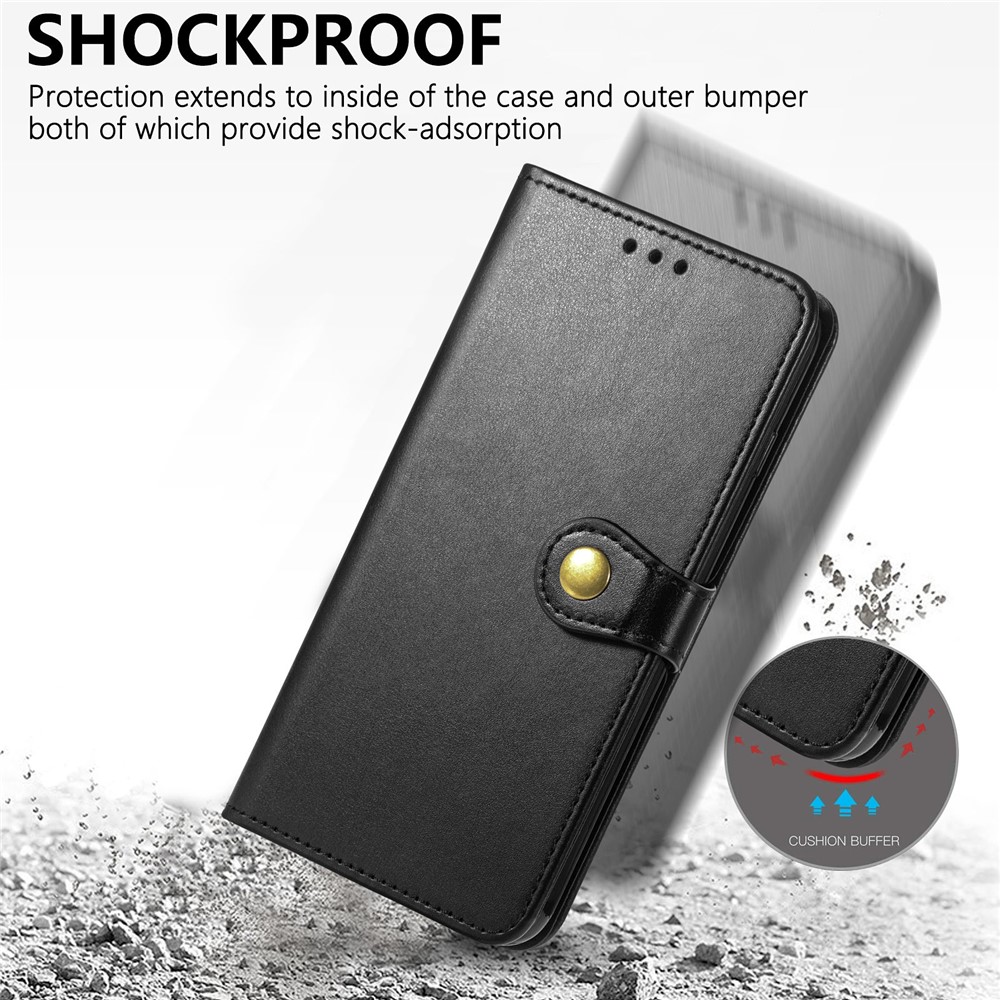 Wallet Function PU Leather Magnetic Round Buckle Stand Flip Cover with Strap for Xiaomi Redmi Note 11 / Redmi Note 11T 5G / Poco M4 Pro 5G - Black-5