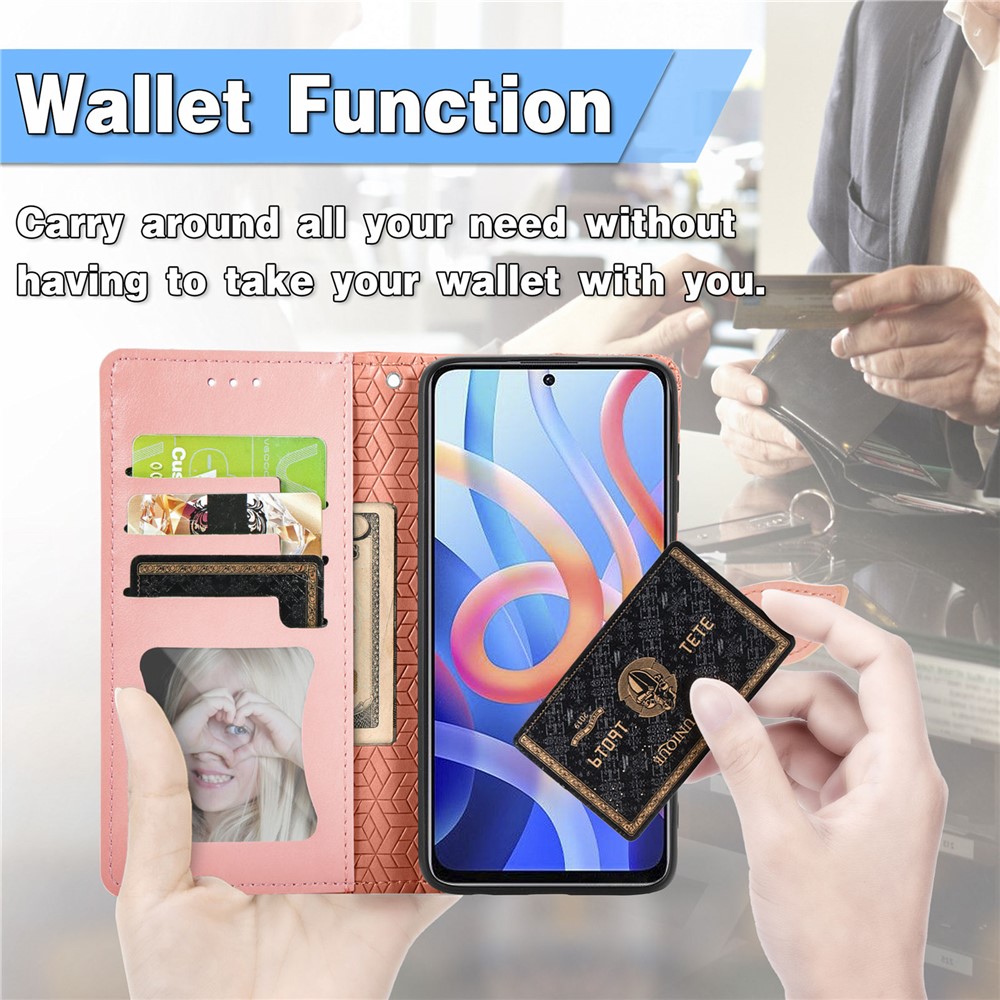Imprinted Dream Wings Pattern PU Leather Folio Wallet Stand Flip Cover with Strap for Xiaomi Redmi Note 11 / Redmi Note 11T 5G / Poco M4 Pro 5G - Orange-3