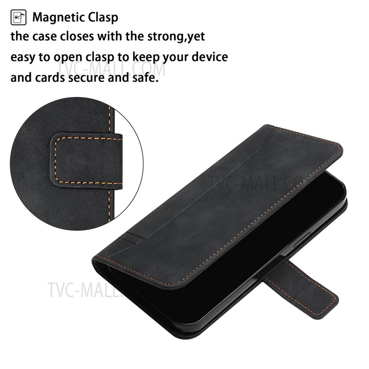 003 Series PU Leather Heart Shape Imprinted Magnetic Skin-touch Stand Flip Wallet Phone Case with Strap for Xiaomi Redmi Note 11 / Poco M4 Pro 5G - Black-7