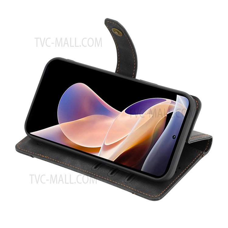 CASE CRAFT All-round Protection Outer Card Slot Case PU Leather + TPU Wallet Design Phone Cover with Stand for Xiaomi Redmi Note 10 4G/Note 10S - Black-4