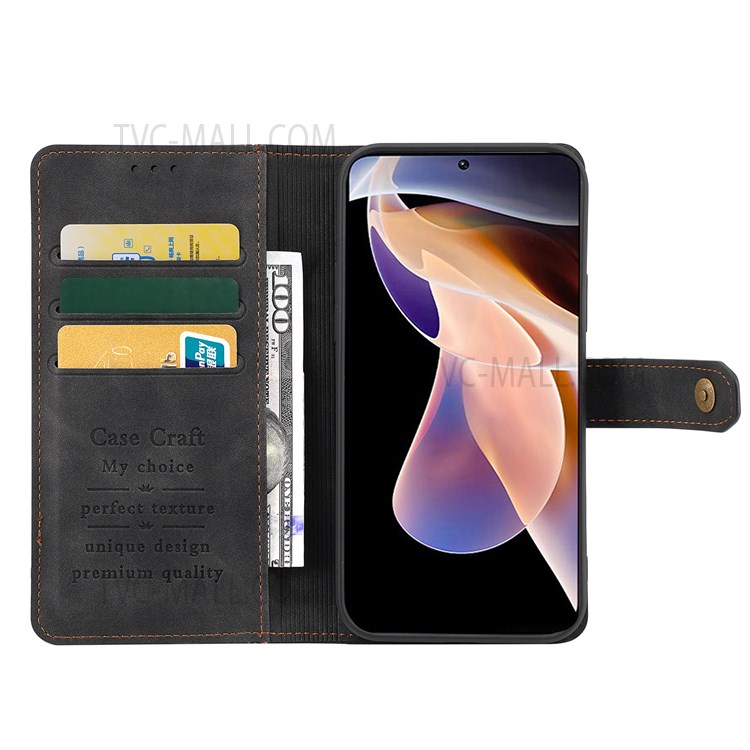 CASE CRAFT All-round Protection Outer Card Slot Case PU Leather + TPU Wallet Design Phone Cover with Stand for Xiaomi Redmi Note 10 4G/Note 10S - Black-5