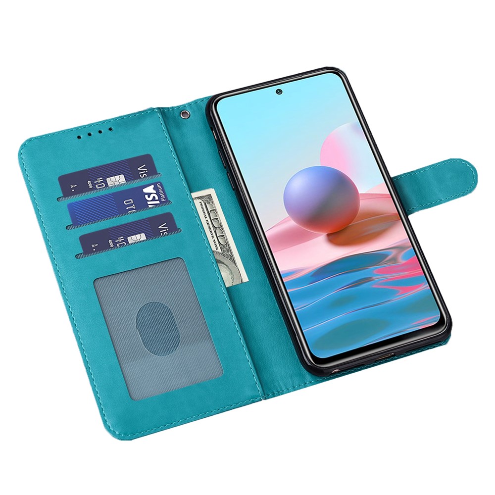 Deer Tree Pattern Imprint PU Leather Drop-proof Phone Case Shell with Wallet Stand for Xiaomi Redmi Note 11/Poco M4 Pro 5G - Blue-4