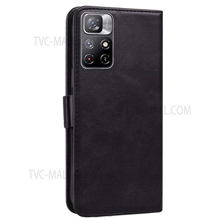 Stylish Cat Butterfly Pattern Imprinting PU Leather Flip Cover Wallet Stand Phone Case with Lanyard for Xiaomi Redmi Note 11/Poco M4 Pro 5G - Black-3