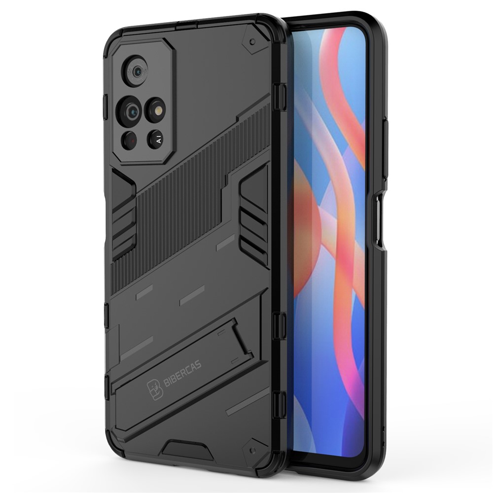 Kickstand Soft Flexible TPU + Hard PC Anti-Slip Protective Phone Case for Xiaomi Redmi Note 11 / Poco M4 Pro 5G - Black-2