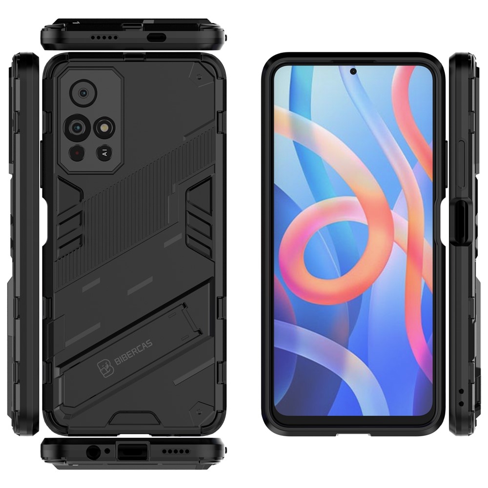 Kickstand Soft Flexible TPU + Hard PC Anti-Slip Protective Phone Case for Xiaomi Redmi Note 11 / Poco M4 Pro 5G - Black-6
