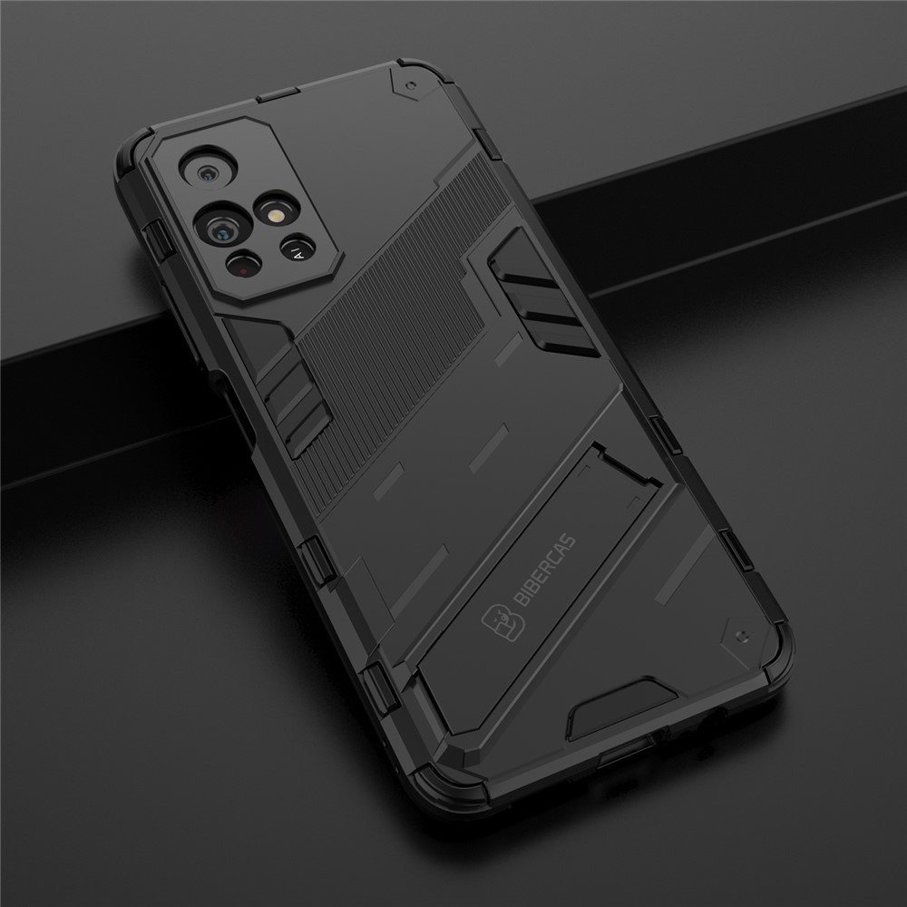 Per Xiaomi Redmi Note 11 5G (cina) (mediatek)/nota 11T 5g/nota 11S 5G Kickstand TPU Flessibile Morbido TPU + PC Duro Hard Anti-slip Telefono di Protezione - Nero