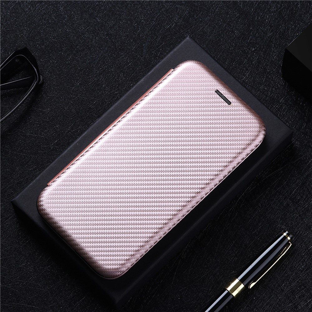 For Xiaomi Redmi Note 11 Pro/Note 11 Pro+ Carbon Fiber Texture Anti-scratch Auto-absorbed Magnetic Closure Ring Strap Leather Stand Phone Case - Rose Gold-10