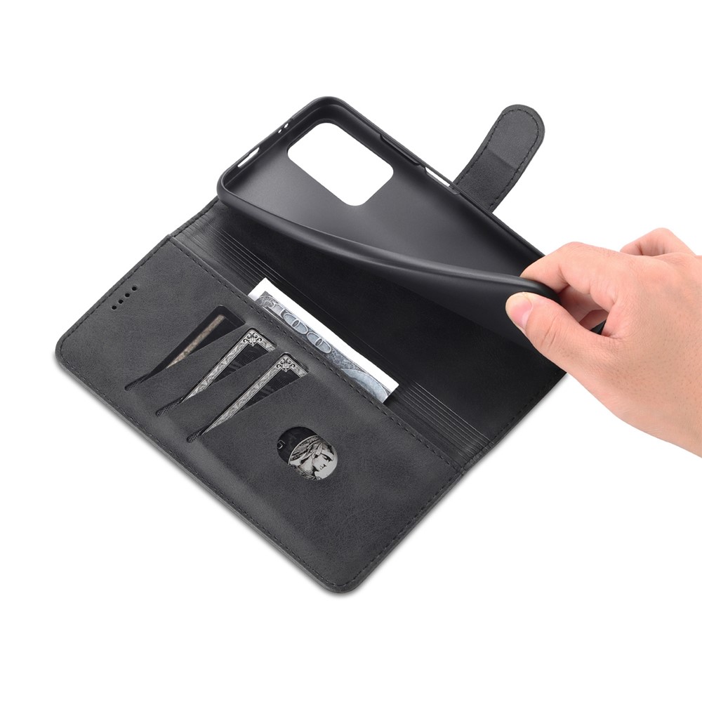 AZNS PU Leather Flip Folio Case Wallet Stand Shockproof TPU Inner Shell Phone Cover for Xiaomi Redmi Note 11 / Poco M4 Pro 5G - Black-7