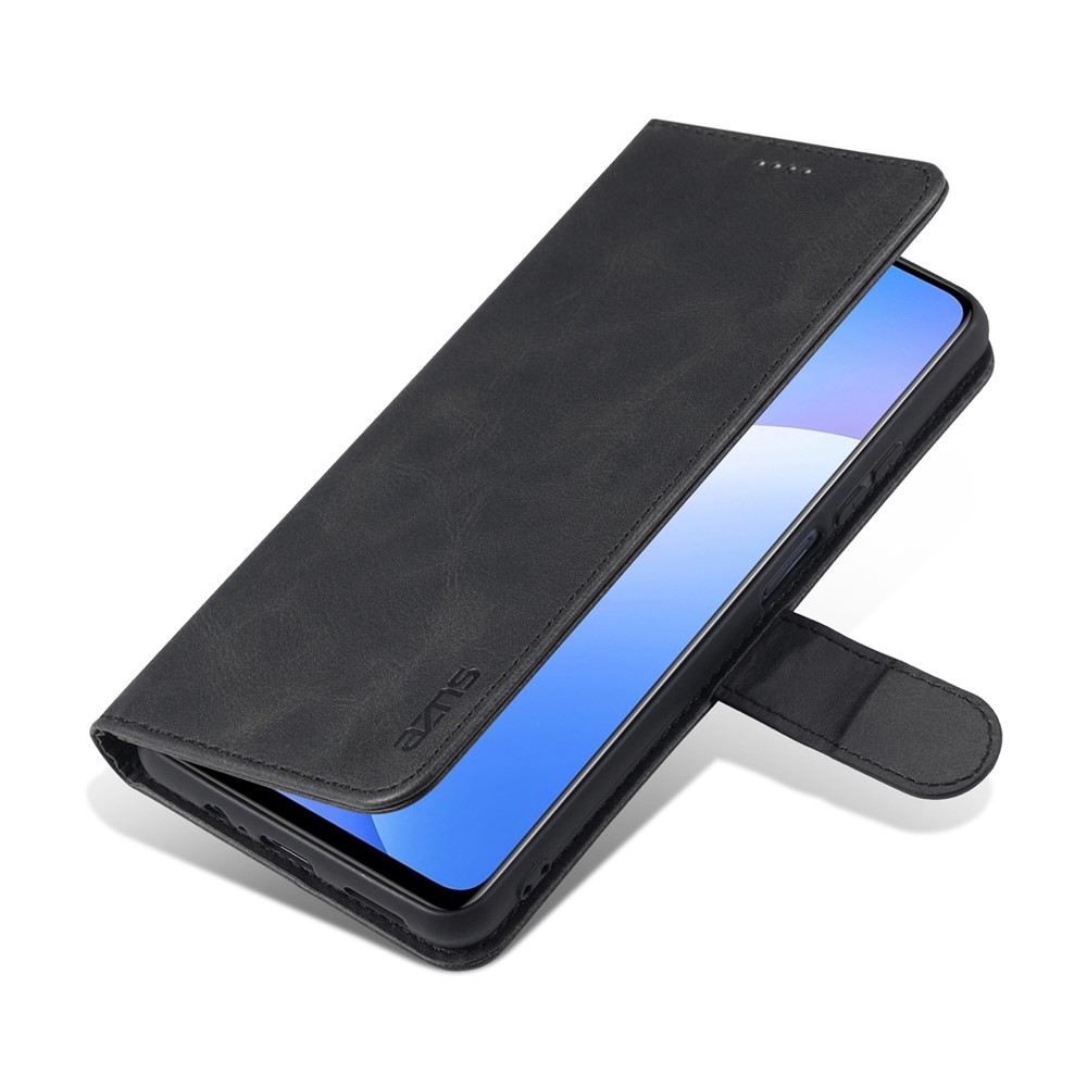 AZNS PU Leather Flip Folio Case Wallet Stand Shockproof TPU Inner Shell Phone Cover for Xiaomi Redmi Note 11 / Poco M4 Pro 5G - Black-8