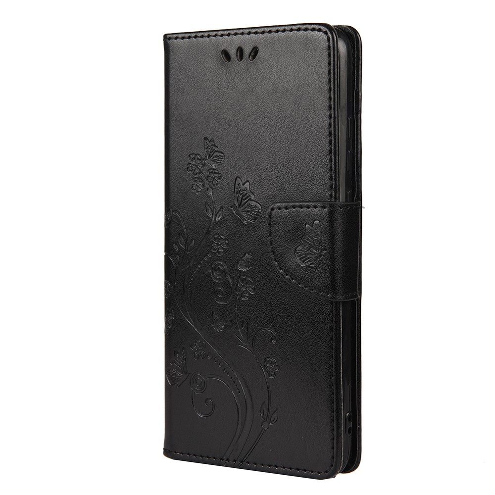 Imprinted Butterfly Flower Pattern PU Leather Magnetic Flip Cover Stand Feature Wallet Phone Case for Xiaomi Redmi Note 11 Pro / Note 11 Pro+ - Black-2