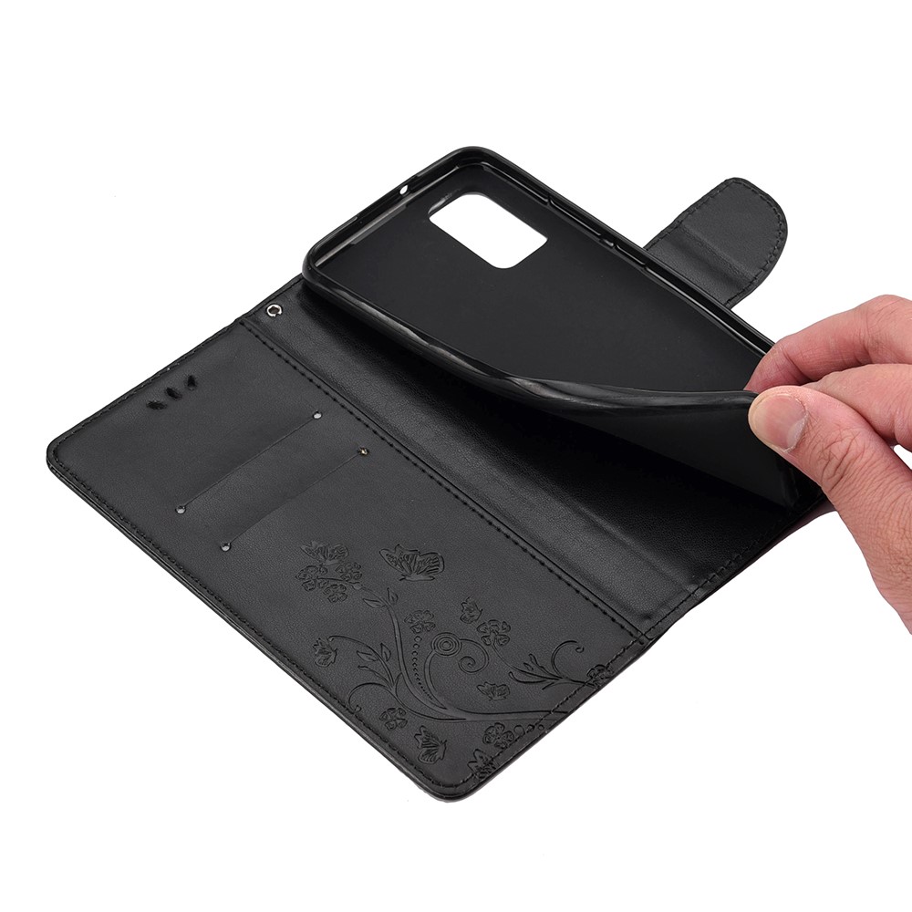 Imprinted Butterfly Flower Pattern PU Leather Magnetic Flip Cover Stand Feature Wallet Phone Case for Xiaomi Redmi Note 11 Pro / Note 11 Pro+ - Black-7