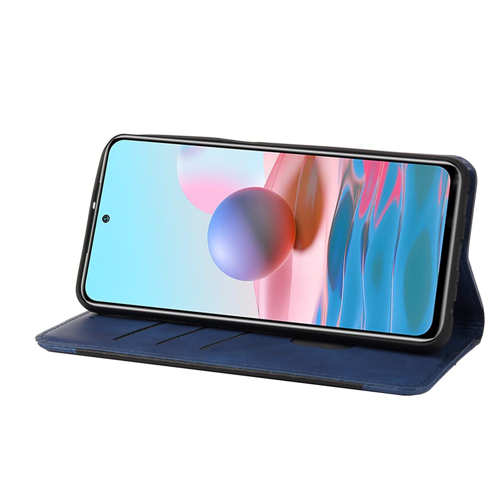 Skin-touch Feeling Stand Wallet Color Splicing Phone Case Leather Cover for Xiaomi Redmi Note 11 Pro/Note 11 Pro+ - Blue-5