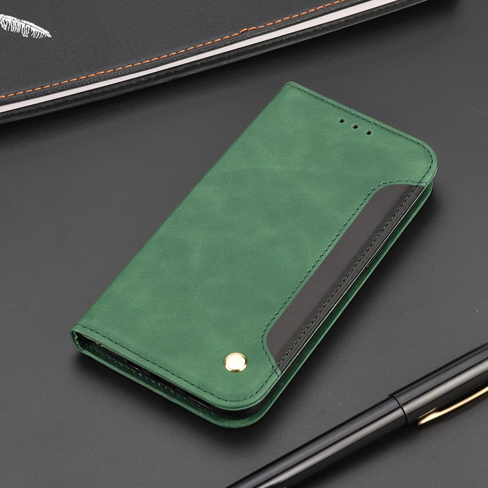 Color Splicing Full Protection Leather Stand Wallet Cover Phone Case for Xiaomi Redmi Note 11 5G/Poco M4 Pro 5G - Green-10