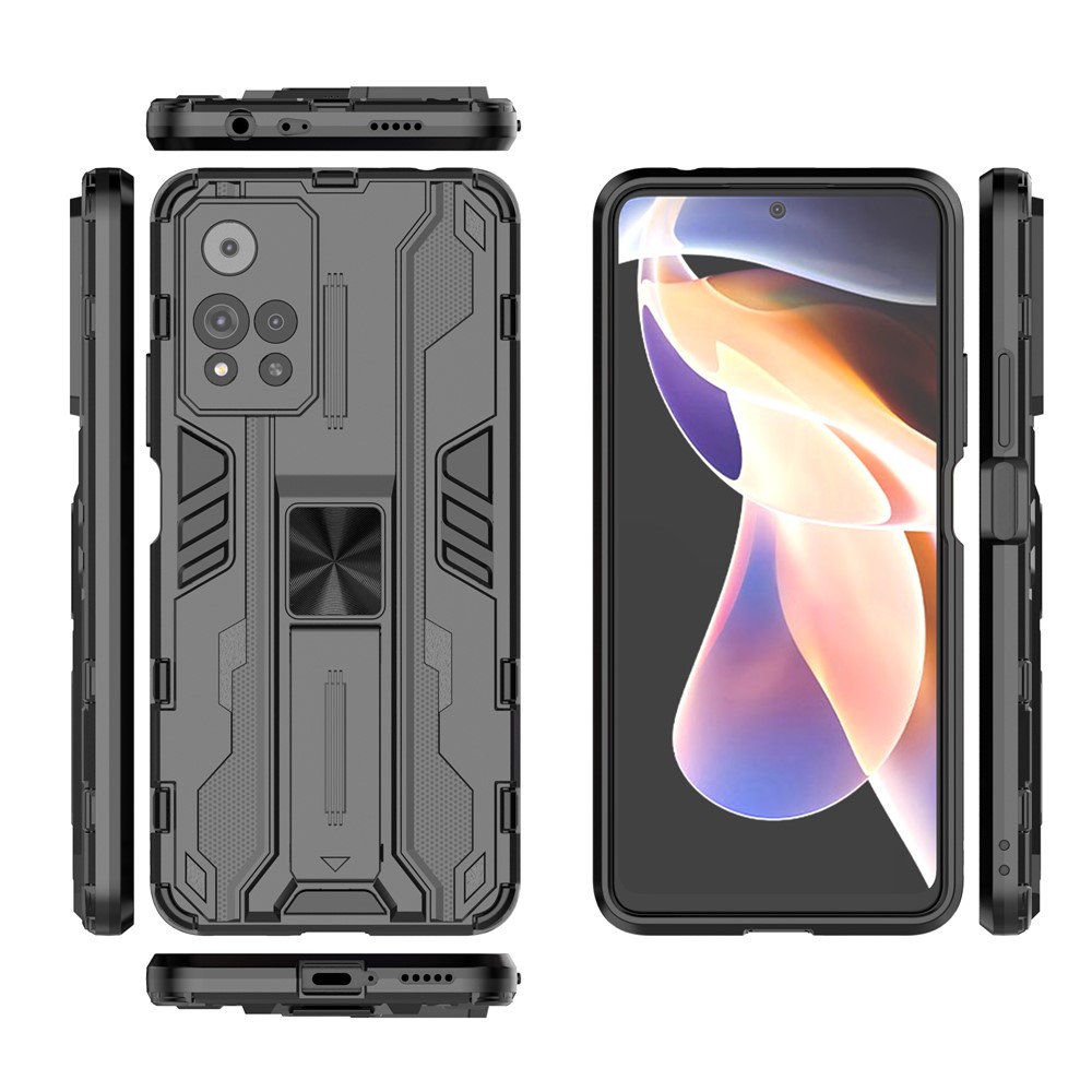 Kickstand Shockproof Dual Layer Hard PC Soft TPU Hybrid Protective Cover for Xiaomi Redmi Note 11 Pro / Note 11 Pro+ 5G - Black-5