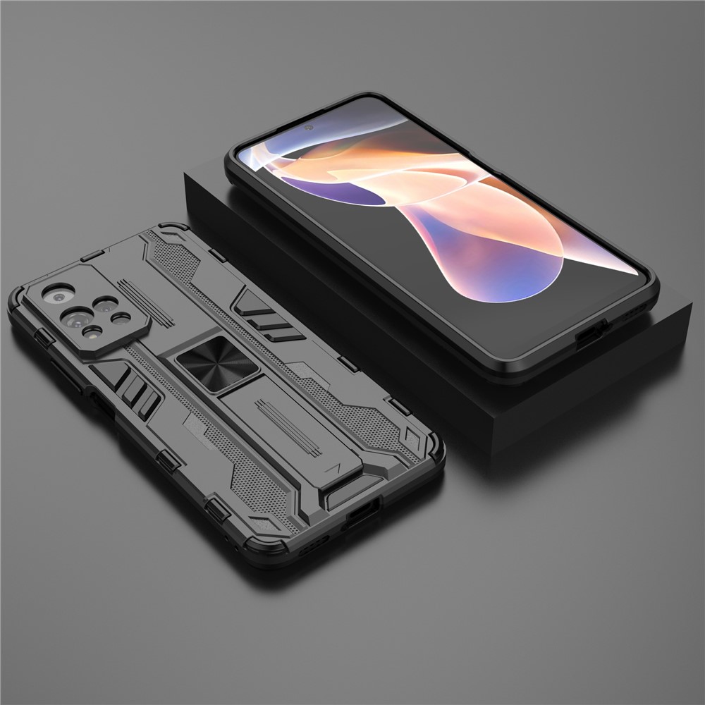 Kickstand Shockproof Dual Layer Hard PC Soft TPU Hybrid Protective Cover for Xiaomi Redmi Note 11 Pro / Note 11 Pro+ 5G - Black-6