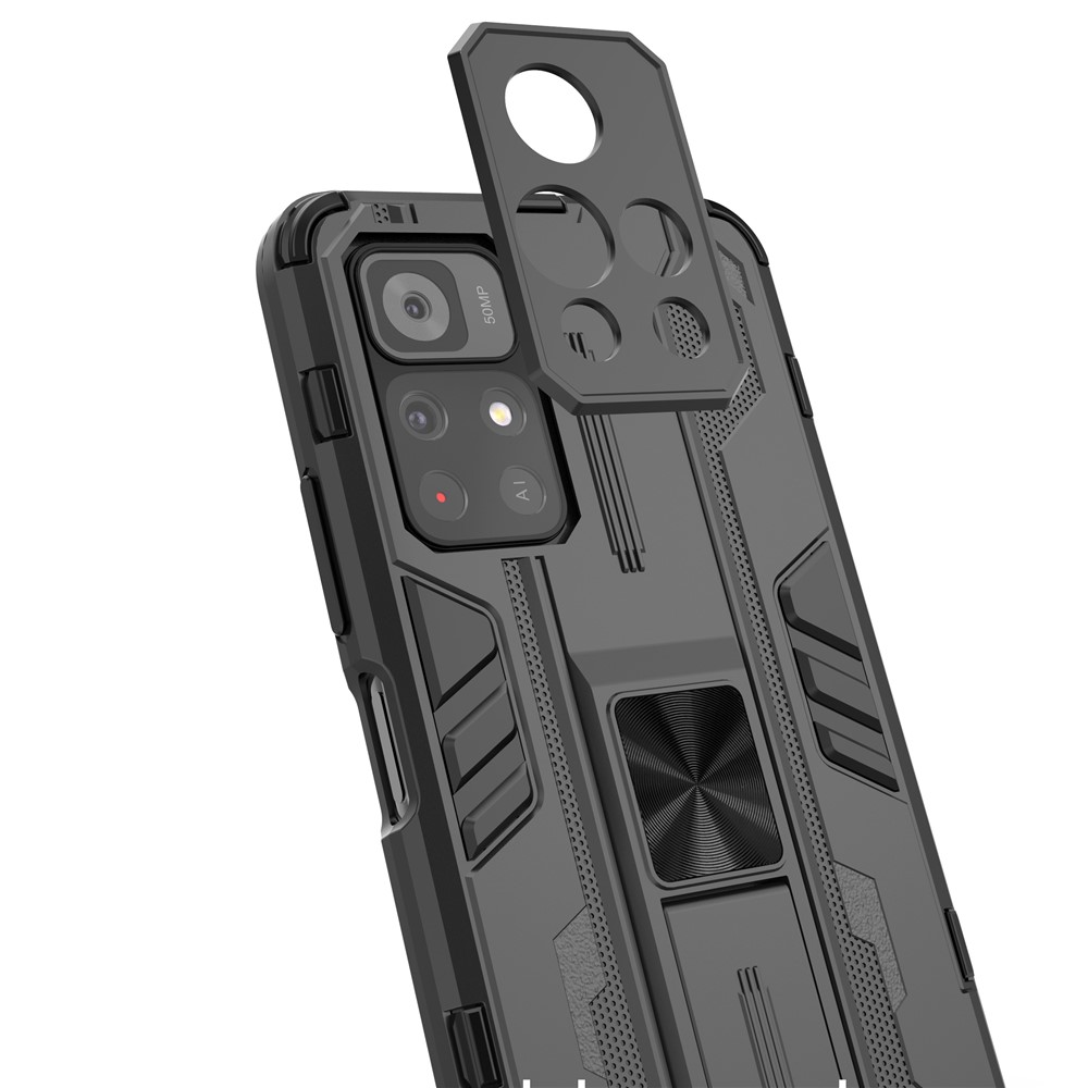 Soft TPU Hard PC Protective Durable Case Cover with Kickstand for Xiaomi Redmi Note 11 5G / Poco M4 Pro 5G - Blue-4