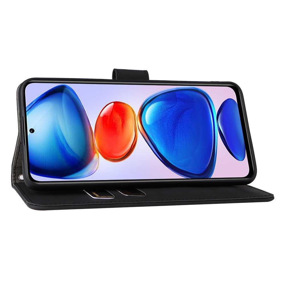 For Xiaomi Redmi Note 11 5G/Poco M4 Pro 5G Well-protected Folio Flip Skin-touch Feeling Case Stand Wallet Leather Drop-proof Cover with Strap - Black-5