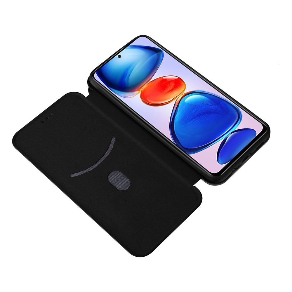 Card Slot Ring Strap Carbon Fiber Texture Case Anti-scratch Drop-proof Auto-absorbed Magnetic Closure Leather Phone Cover with Stand for Xiaomi Redmi Note 11 5G/Poco M4 Pro 5G - Black-5