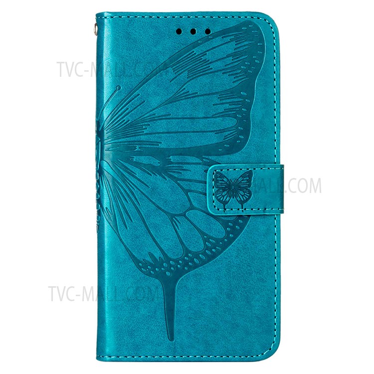 Butterfly Flower Imprinted Foldable Stand PU Leather Cover + TPU Phone Case with Wallet for Xiaomi Redmi Note 11 Pro/Note 11 Pro+ - Blue-2