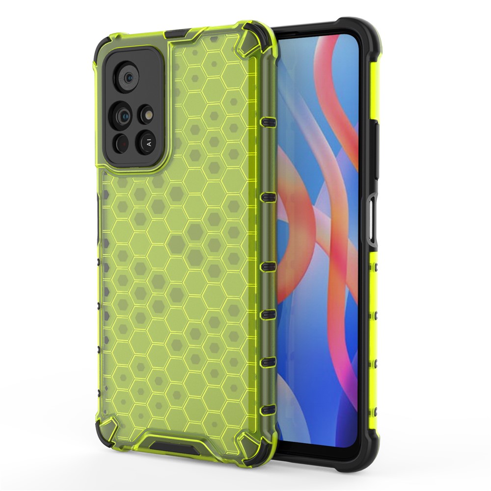 Honeycomb Pattern Scratch Resistant Shock-proof TPU + PC Combo Case for Xiaomi Redmi Note 11 5G / Poco M4 Pro 5G - Green-1