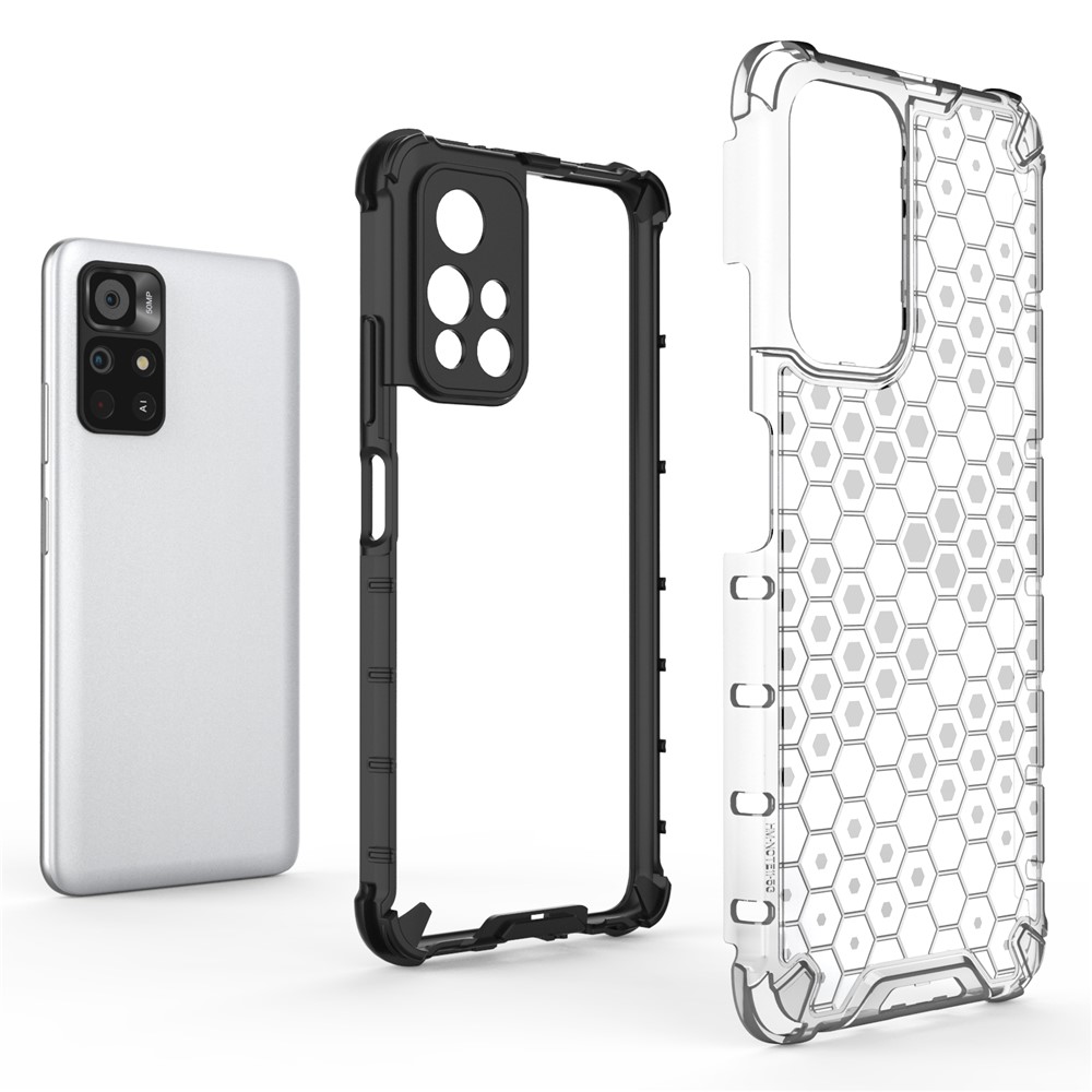 Honeycomb Pattern Scratch Resistant Shock-proof TPU + PC Combo Case for Xiaomi Redmi Note 11 5G / Poco M4 Pro 5G - Green-2