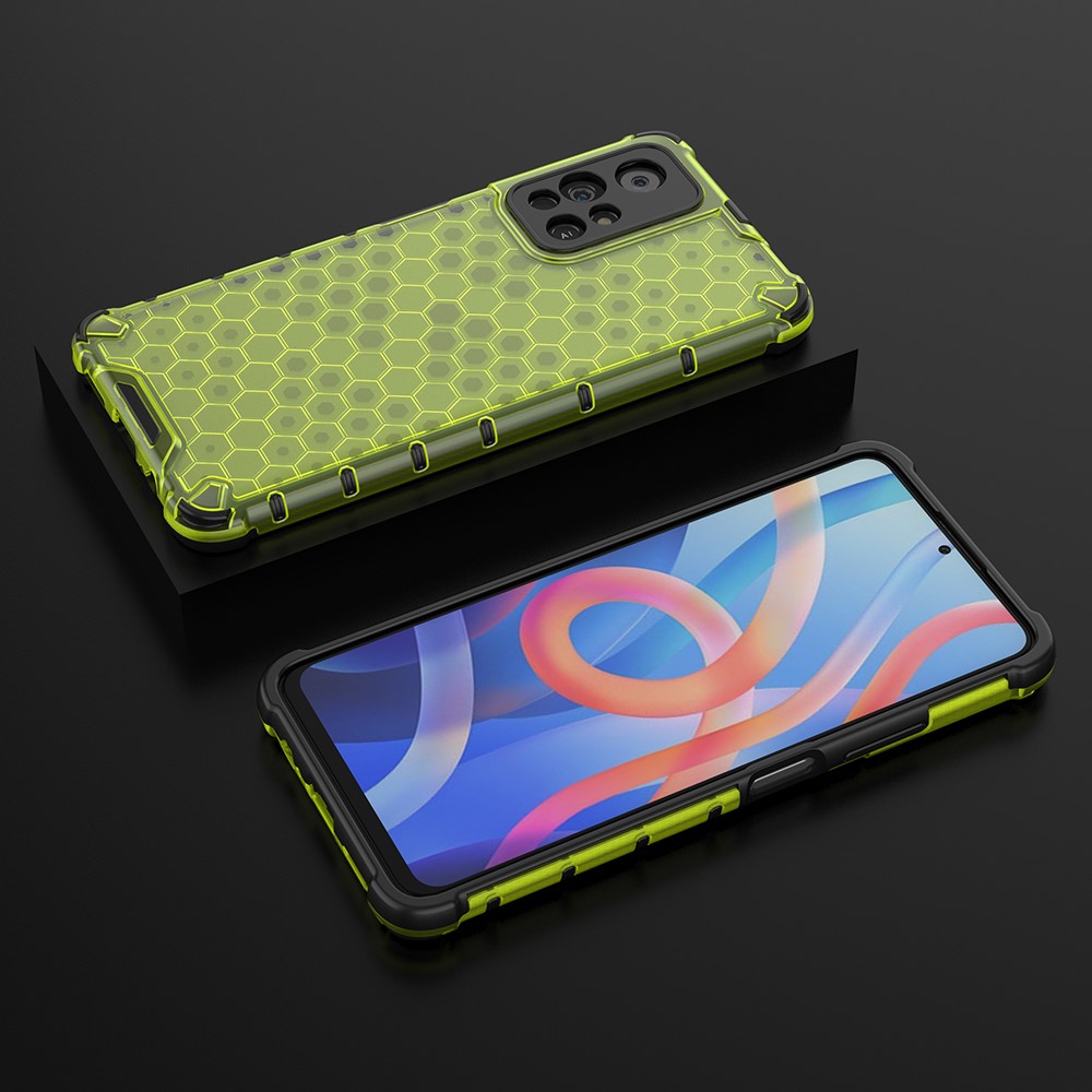 Honeycomb Pattern Scratch Resistant Shock-proof TPU + PC Combo Case for Xiaomi Redmi Note 11 5G / Poco M4 Pro 5G - Green-3