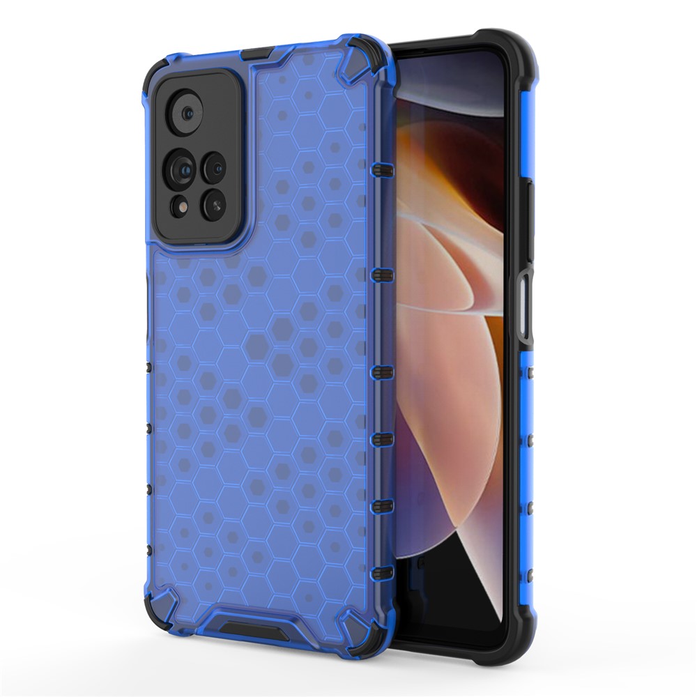 For Xiaomi Redmi Note 11 Pro+ / Redmi Note 11 Pro TPU + PC Phone Cover Scratch-resistant Honeycomb Pattern Shock-proof Phone Case - Blue-1