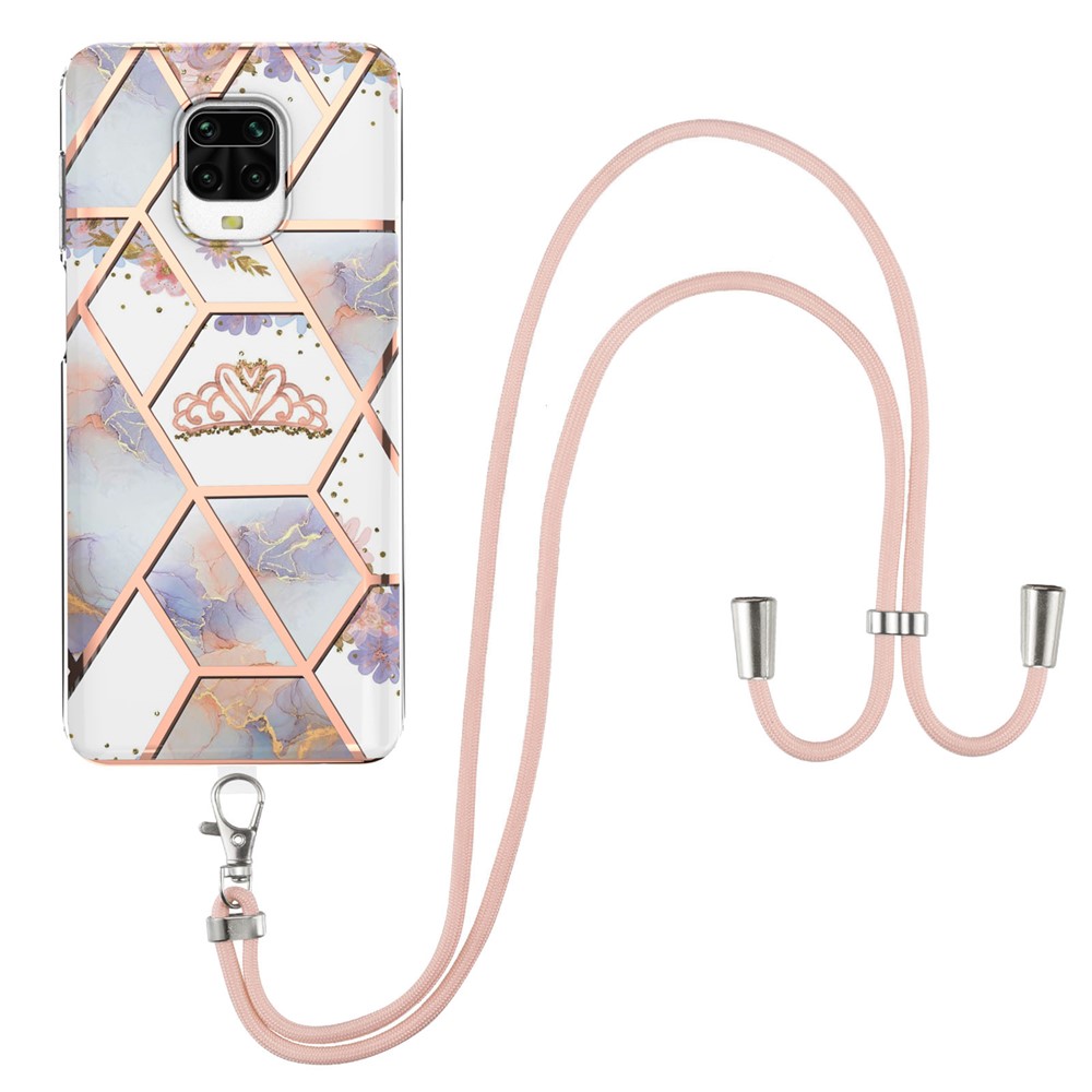 Stylish Well-protected IMD IML Electroplating Marble Flower Pattern Soft TPU Phone Cover for Xiaomi Redmi Note 9S/Note 9 Pro/Note 9 Pro Max - Crown-1
