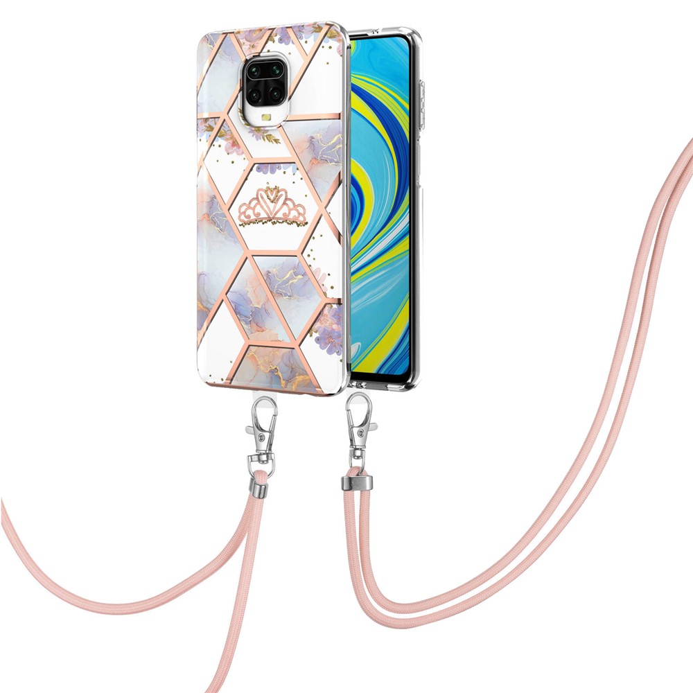 Stylish Well-protected IMD IML Electroplating Marble Flower Pattern Soft TPU Phone Cover for Xiaomi Redmi Note 9S/Note 9 Pro/Note 9 Pro Max - Crown-2