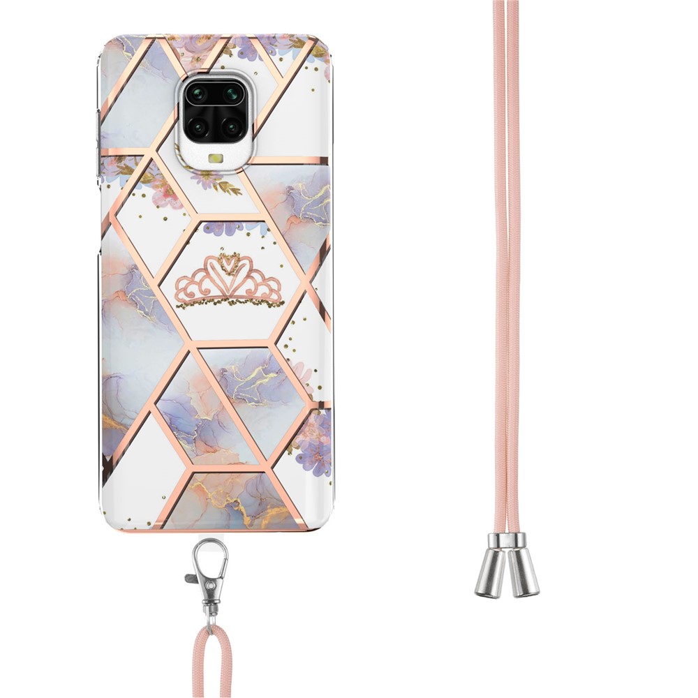 Stylish Well-protected IMD IML Electroplating Marble Flower Pattern Soft TPU Phone Cover for Xiaomi Redmi Note 9S/Note 9 Pro/Note 9 Pro Max - Crown-3