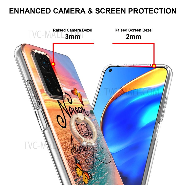 Marble Pattern IMD Design Anti-Scratch Slim Flexible TPU Case with Ring Kickstand for Xiaomi Mi 10T Pro 5G / Mi 10T 5G / Redmi K30S - Never Stop Dreaming-3