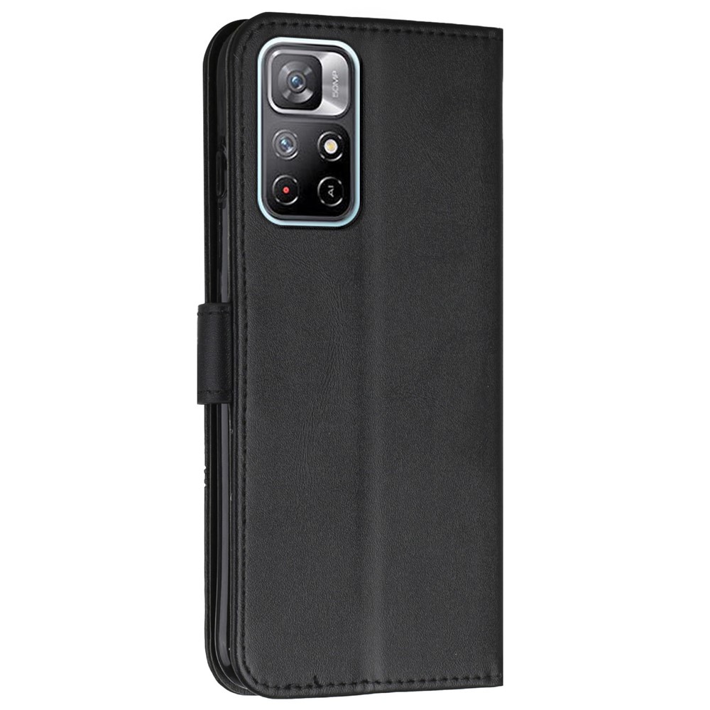 Wallet Stand Drop-proof Full Protection Splicing PU Leather Phone Cover Protector with Strap for Xiaomi Redmi Note 11 5G/Poco M4 Pro 5G - Black-9