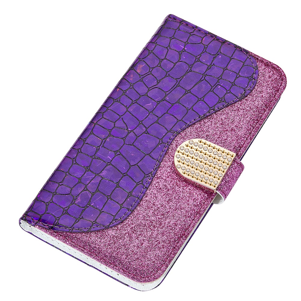 Crocodile Texture Glittery Powder Shockproof TPU+PU Leather Stand Wallet Case for Xiaomi Redmi Note 11 5G / Poco M4 Pro 5G - Purple-10