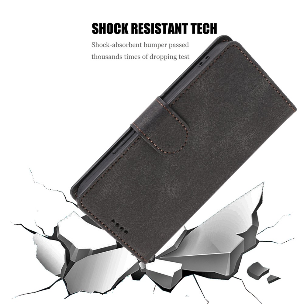 Scratch Resistant PU Leather Classic Stand Cover Flip Folio Wallet Phone Case with Strap for Xiaomi 11T / 11T Pro - Black-7
