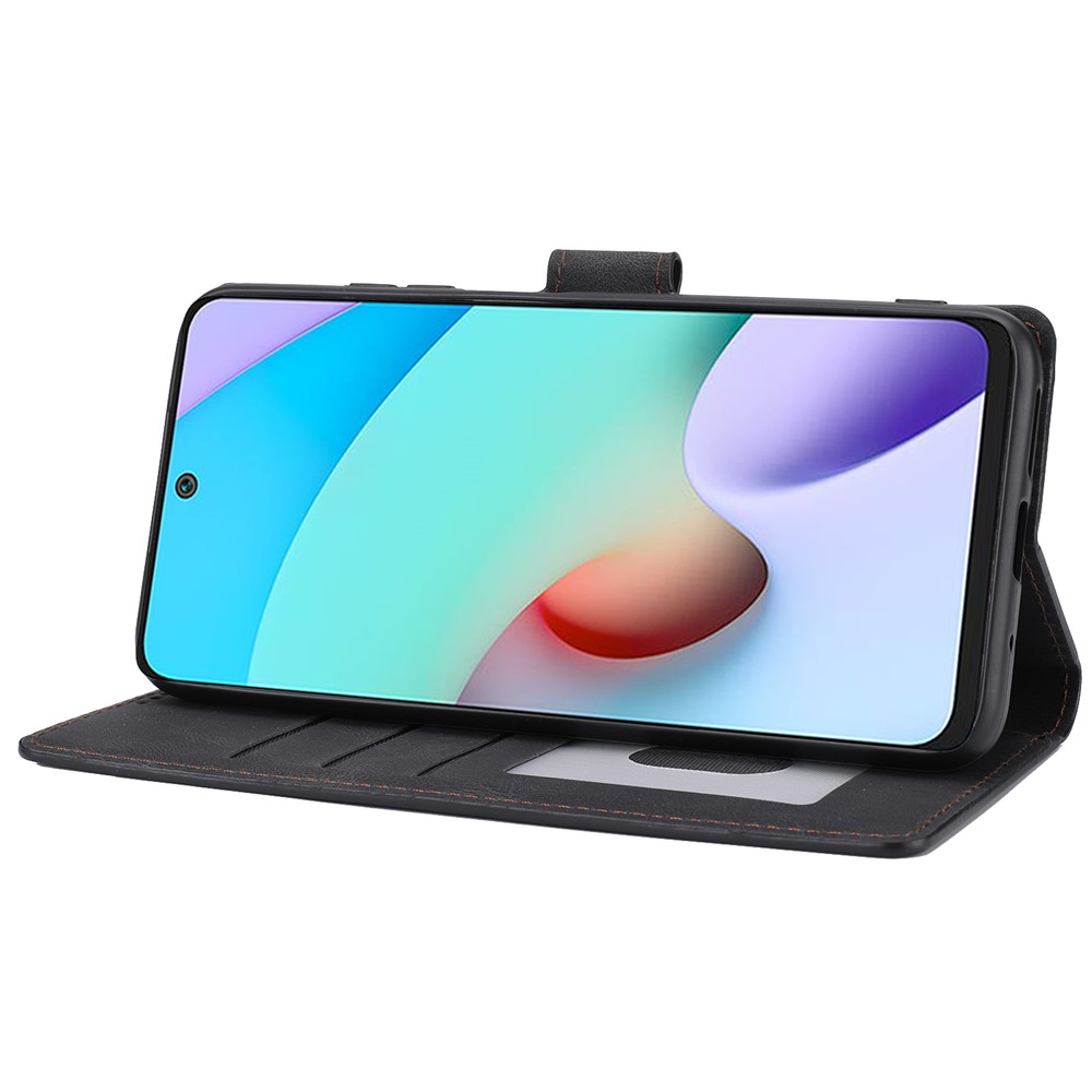 Durable PU Leather Magnetic Flip Case Stand Book Design Wallet Phone Cover with Strap for Xiaomi Redmi Note 11 5G / Poco M4 Pro 5G - Black-5