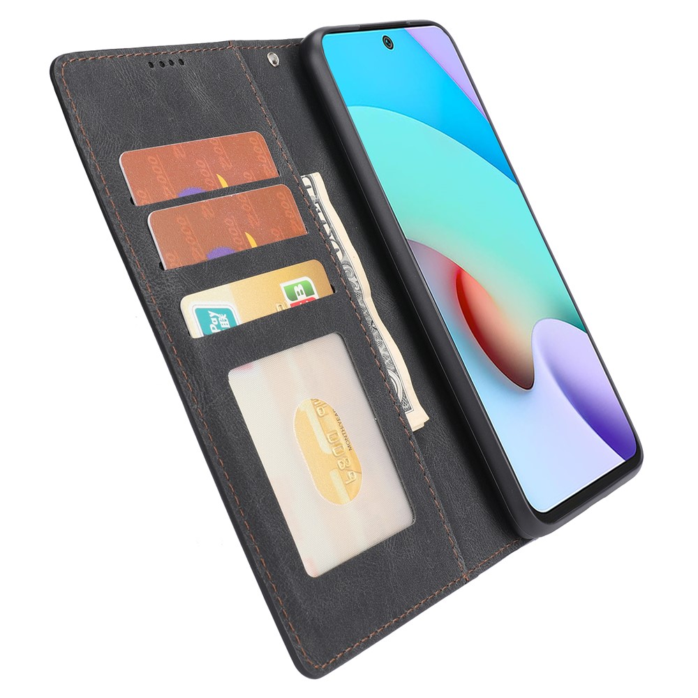 Durable PU Leather Magnetic Flip Case Stand Book Design Wallet Phone Cover with Strap for Xiaomi Redmi Note 11 5G / Poco M4 Pro 5G - Black-6