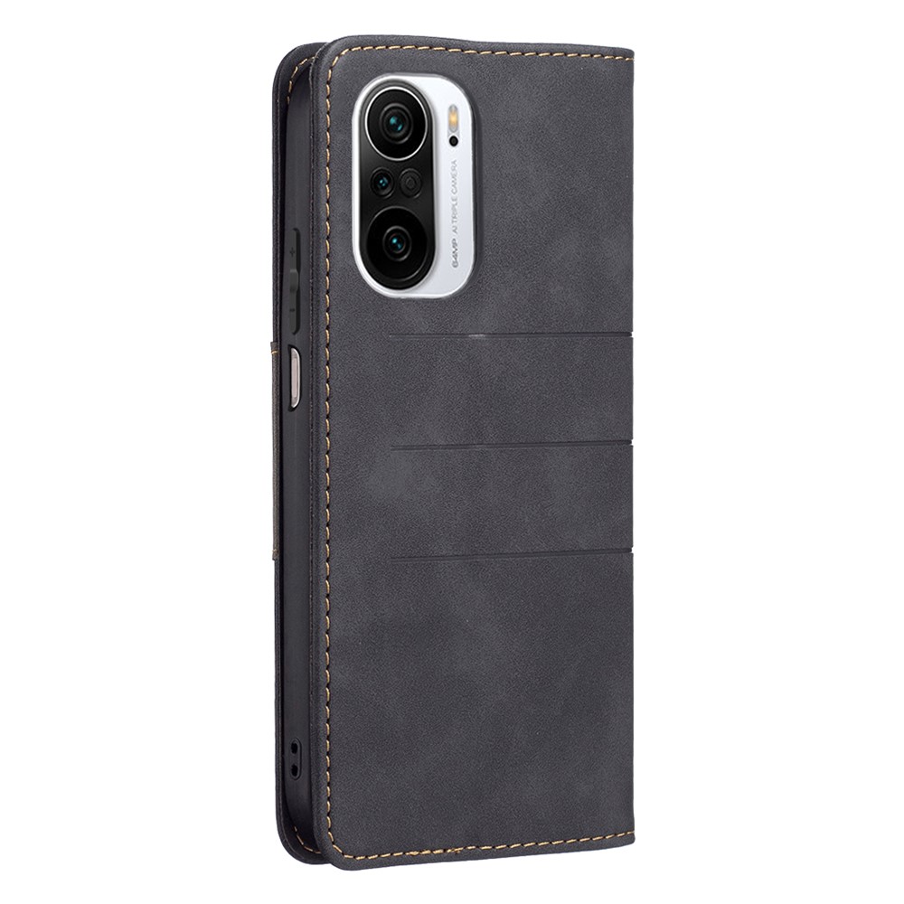 BINFEN COLOR BF10 Magnetic Auto Closing PU Leather Splicing Phone Case Cover with Stand Wallet for Xiaomi Mi 11i/Poco F3/Redmi K40/Redmi K40 Pro - Black-3