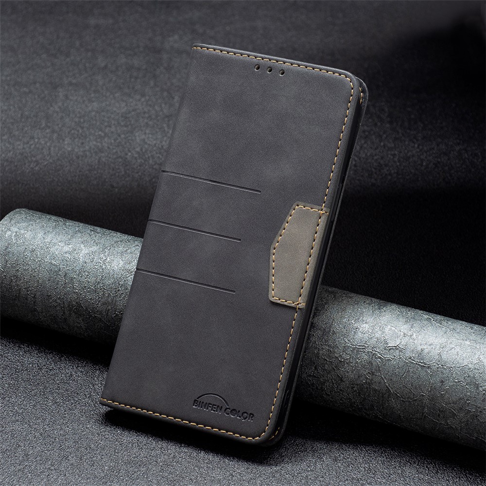 BINFEN COLOR BF10 Auto-absorbed Magnet Splicing PU Leather + TPU Phone Cover Stand Wallet Case for Xiaomi 11 Lite 5G NE/Mi 11 Lite 4G/5G - Black-6