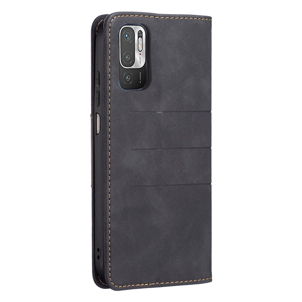 BINFEN COLOR BF10 Color Splicing PU Leather + TPU Stand Wallet Phone Case Shell with Magnetic Auto Closure for Xiaomi Poco M3 Pro 4G/5G/Redmi Note 10 5G/Redmi Note 10T 5G - Black-3