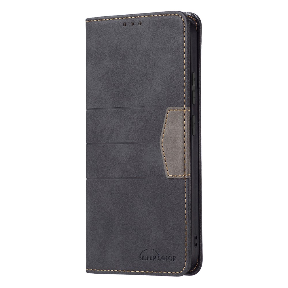 BINFEN COLOR BF10 Color Splicing Auto-absorbed Magnetic Leather Case Stand Wallet Phone Cover for Xiaomi Redmi Note 11 5G/Redmi Note 11T 5G/Poco M4 Pro 5G - Black-2