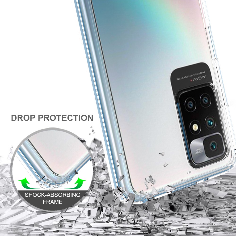 Clear Acrylic Backing + Soft TPU Clear Shockproof Protective Phone Case for Xiaomi Redmi 10 - Transparent-3