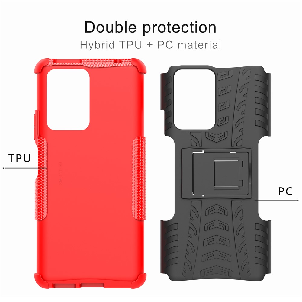 Protección de Caída de Textura de Neumáticos Frías TPU Soft TPU + Hard PC Case de Teléfono Híbrido Para Xiaomi 11T/11T Pro - Violeta