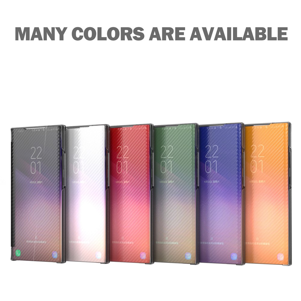 Carbon Fiber Texture Kickstand Hard PC Phone Cover with Translucent Message Checking Function for Xiaomi Redmi Note 11 Pro/Note 11 Pro+ - Red-6