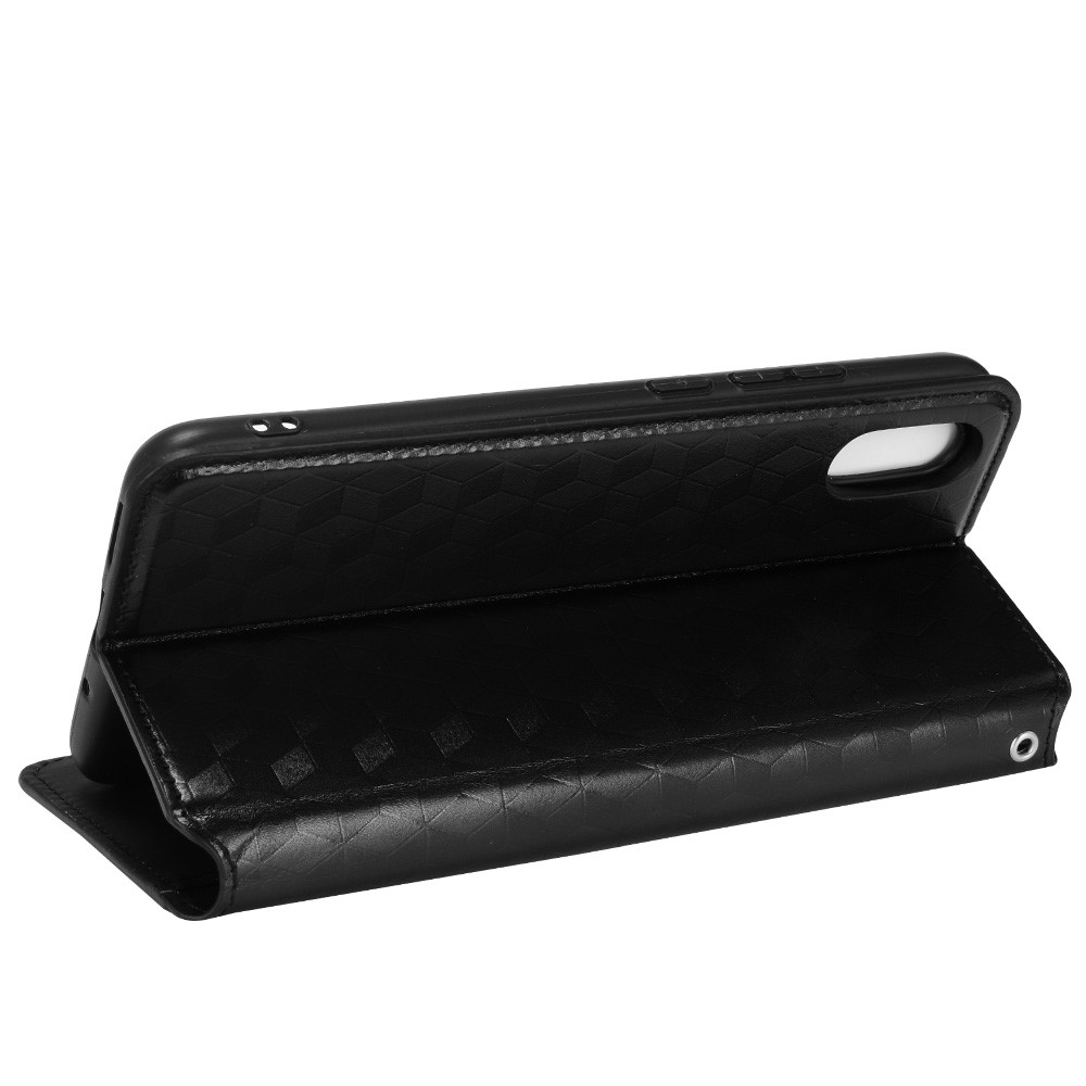 Foldable Stand 3D Rhombus Pattern Auto Closure Magnetic Leather Case Wallet Phone Cover for Xiaomi Redmi 9T/Redmi 9AT/Redmi 9 (India) - Black-4
