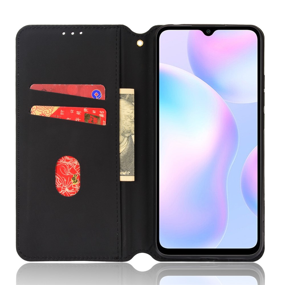 Foldable Stand 3D Rhombus Pattern Auto Closure Magnetic Leather Case Wallet Phone Cover for Xiaomi Redmi 9T/Redmi 9AT/Redmi 9 (India) - Black-5