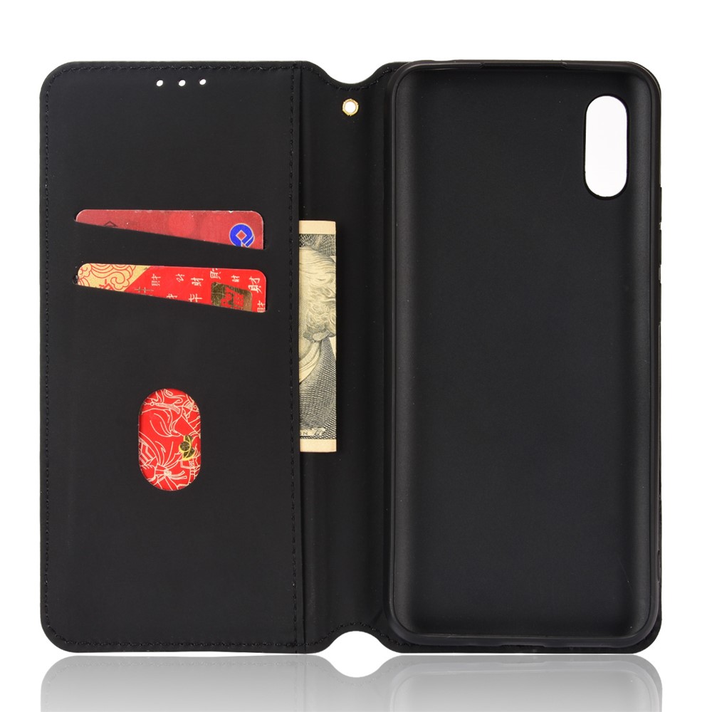 Foldable Stand 3D Rhombus Pattern Auto Closure Magnetic Leather Case Wallet Phone Cover for Xiaomi Redmi 9T/Redmi 9AT/Redmi 9 (India) - Black-6