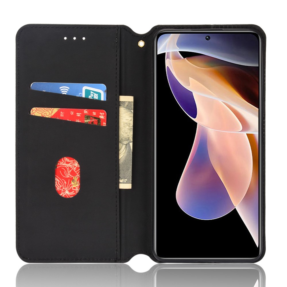 3D Rhombus Pattern Imprinted PU Leather Cover Stand Wallet Auto Closing Magnet Phone Case for Xiaomi Redmi Note 11 Pro 5G/Note 11 Pro+ 5G - Black-5