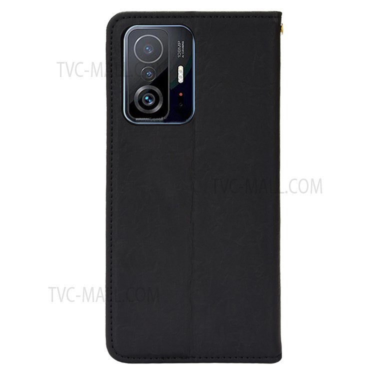 Color Splicing PU Leather + TPU Stand Wallet Protective Phone Case Cover for Xiaomi 11T/11T Pro - Black-3