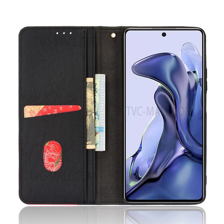 Color Splicing PU Leather + TPU Stand Wallet Protective Phone Case Cover for Xiaomi 11T/11T Pro - Black-5